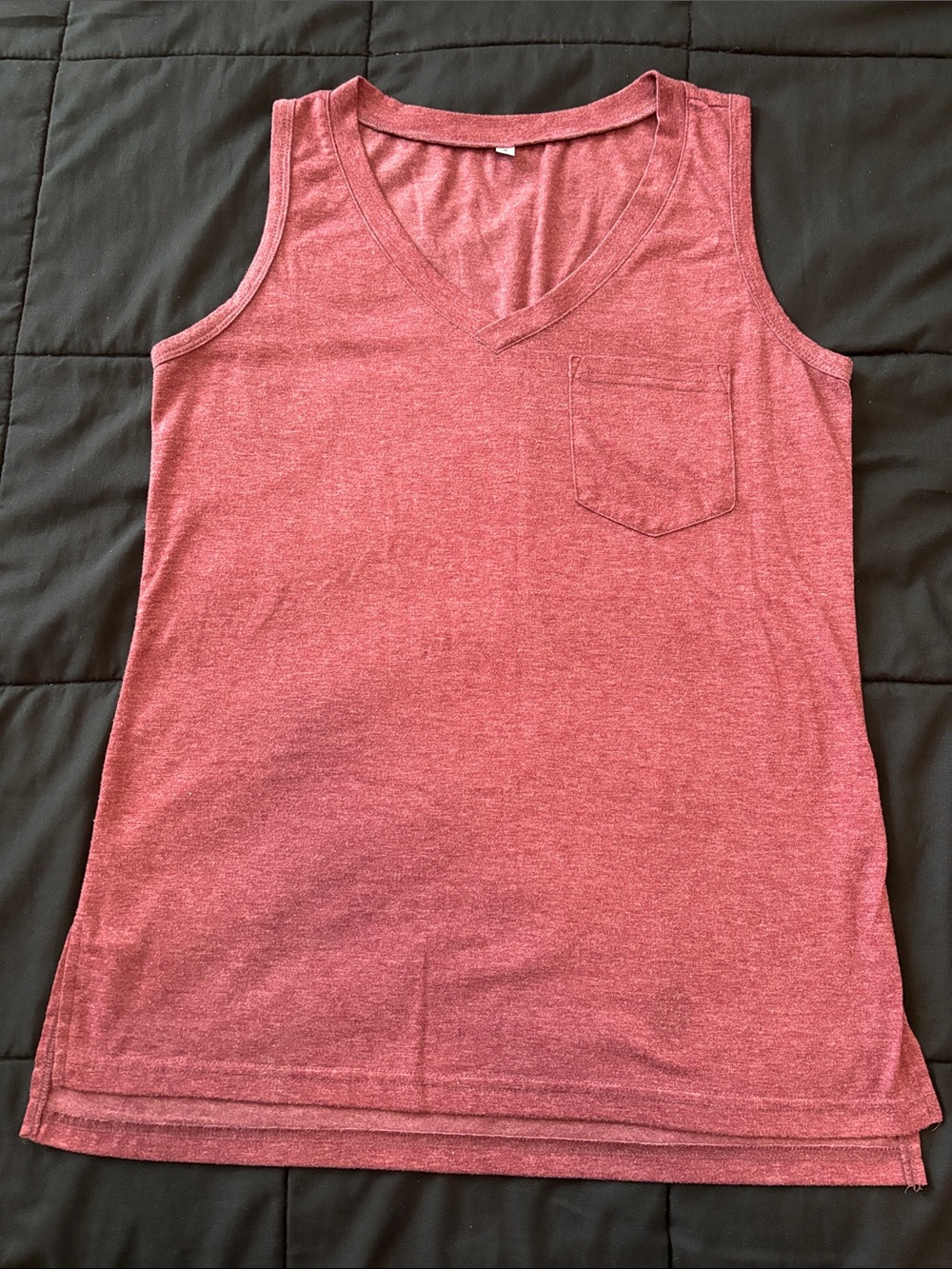 Women’s V-Neck Pocket Tank Top - Heather Red tunic style so comfy!